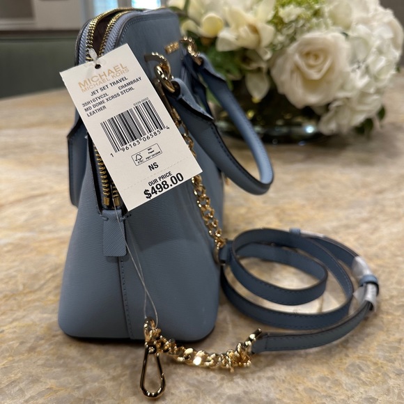 Michael Kors Jet Set Travel Medium Saffiano Leather Dome Satchel Crossbody Bag - Picture 11 of 12